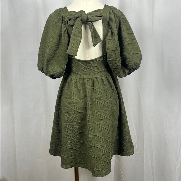 Free People Lily Violet Mini Dress in Olive Smoke. - Picture 5 of 11